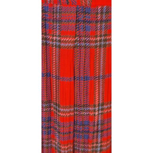 Vintage Jackie Bernard Eklektic Red Plaid Crepe Pleats Midi Dress Sailor Size 4 - Picture 6 of 13